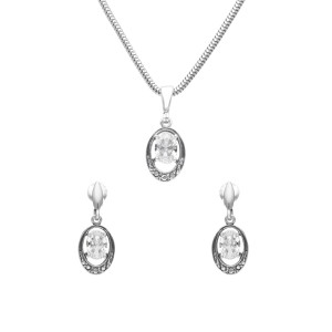 Komplet z białą cyrkonią srebro