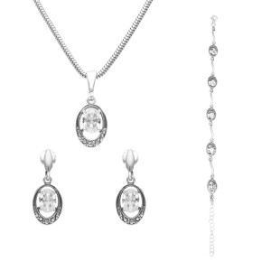 Komplet z białą cyrkonią srebro