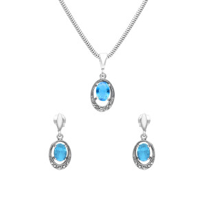 Komplet z turkusową cyrkonią srebro