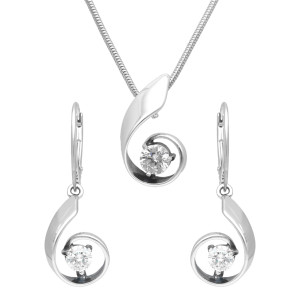 Komplet spirale z białą cyrkonią srebro