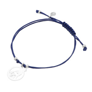 Bransoletka sznurkowa wilk granatowa srebro