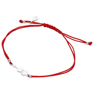 Bransoletka sznurkowa skrzypce czerwona srebro