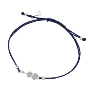 Bransoletka sznurkowa skrzypce granatowa srebro