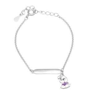 Bransoletka dla dzieci z blaszką i pieskiem srebro rodowane