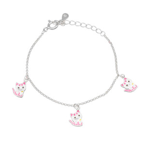 Bransoletka dla dzieci kot srebro rodowane