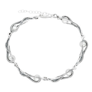 Bransoletka z perłami srebro oksydowane