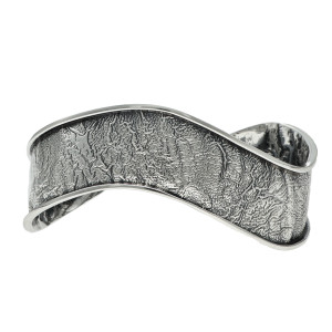 Nakładana bransoleta fala srebro oksydowane