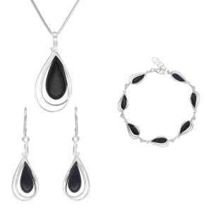 Komplet łezki z Nocą Kairu srebro