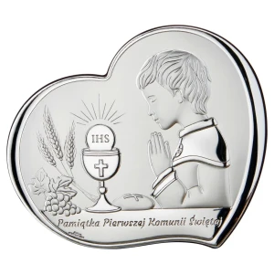 Obrazek Serce – Pamiątka I Komunii Świętej dla chłopca(17.5x15 cm)