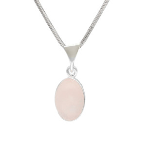 Wisior owalny z różowym kwarcem srebro
