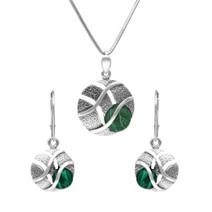 Komplet koła z malachitem srebro oksydowane