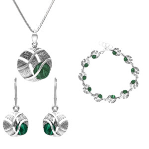 Komplet koła z malachitem srebro oksydowane