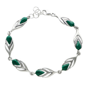 Bransoletka z malachitem srebro oksydowane