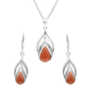 Komplet z Piaskiem Pustyni srebro oksydowane