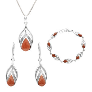 Komplet z Piaskiem Pustyni srebro oksydowane