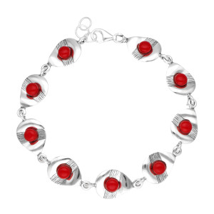 Bransoletka z koralem srebro oksydowane