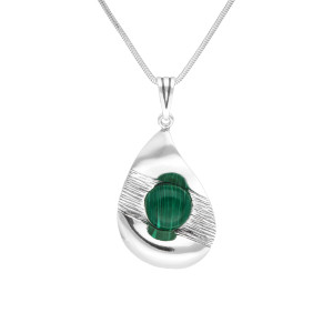 Wisior z malachitem srebro oksydowane