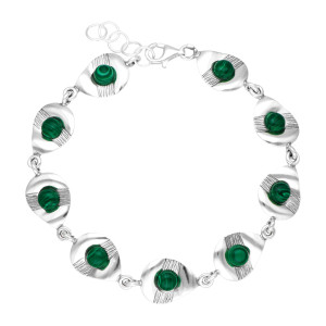 Bransoletka z malachitem srebro oksydowane