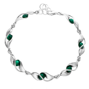 Bransoletka z malachitem srebro oksydowane