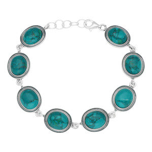 Bransoletka z owalną chryzokolą srebro oksydowane