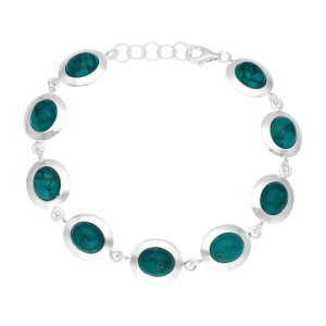 Bransoletka z owalną chryzokolą srebro