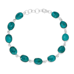Bransoletka z owalną chryzokolą srebro