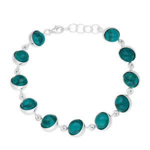 Bransoletka z okrągłą chryzokolą srebro