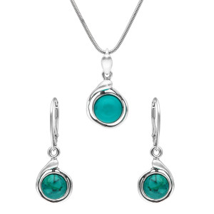 Komplet z chryzokolą srebro oksydowane