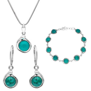 Komplet z chryzokolą srebro oksydowane