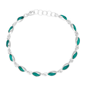 Bransoletka łezki z chryzokolą srebro