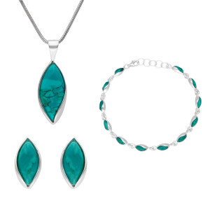 Komplet łezki z chryzokolą srebro