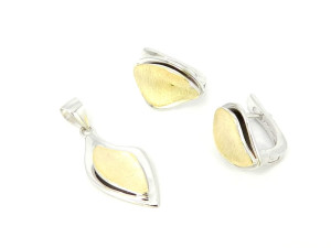 Delikatny komplet srebro pozłacane