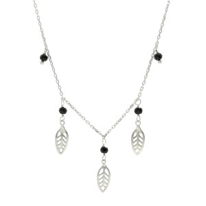 Naszyjnik z onyksami trzy listki choker