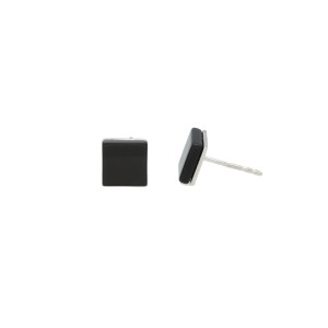 Kolczyki kwadratowe z onyksem czarne 0.8 cm