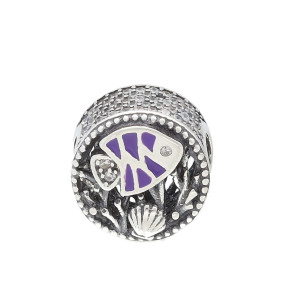 Zawieszka charms do bransoletki rybka fioletowa