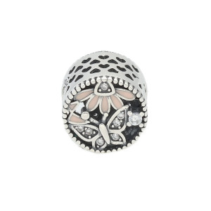 Zawieszka charms do bransoletki kwiat motylek różowa