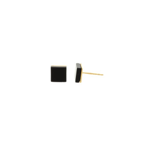 Kolczyki kwadratowe z onyksem czarne 0.8 cm srebro pozłacane