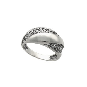 Pierścionek srebro oksydowane ażurowy