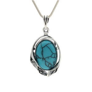 Wisiorek z turkusem kalie srebro oksydowane