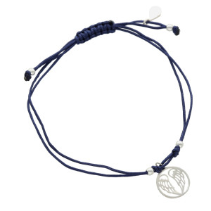 Bransoletka sznurkowa skrzydła granatowa srebro