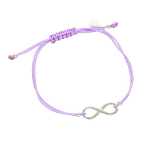 Bransoletka sznurkowa nieskończoność infinity duża fioletowa