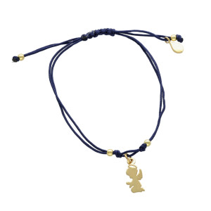 Bransoletka sznurkowa aniołek granatowa pozłacana