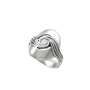 Pierścionek owalny z cyrkonią srebro oksydowane