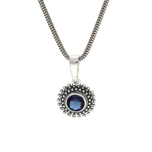 Wisior z niebieską cyrkonią srebro oksydowane