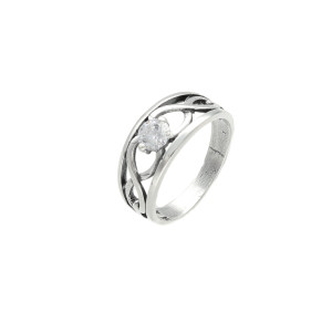 Pierścionek z cyrkonią srebro oksydowany