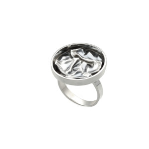 Pierścionek okrągły marszczone srebro