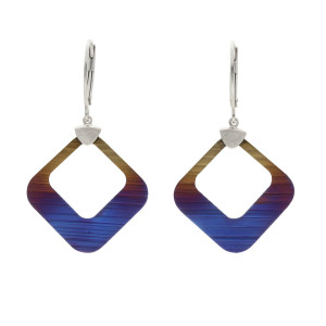 Kolczyki z tytanem ombre srebro rodowane