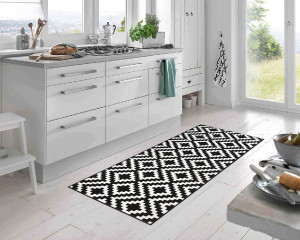 Dywan do kuchni czarno-biały 190 x 75 cm