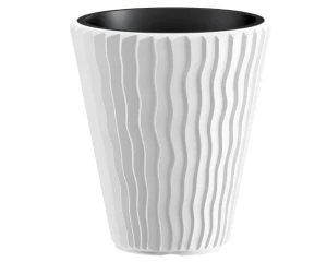 Donica okrągła 21 l z wkładem biała Sandy Prosperplast