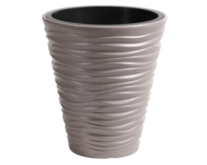 Donica okrągła Prosperplast Sand 39cm z wkładem - Mocca DBSA400
